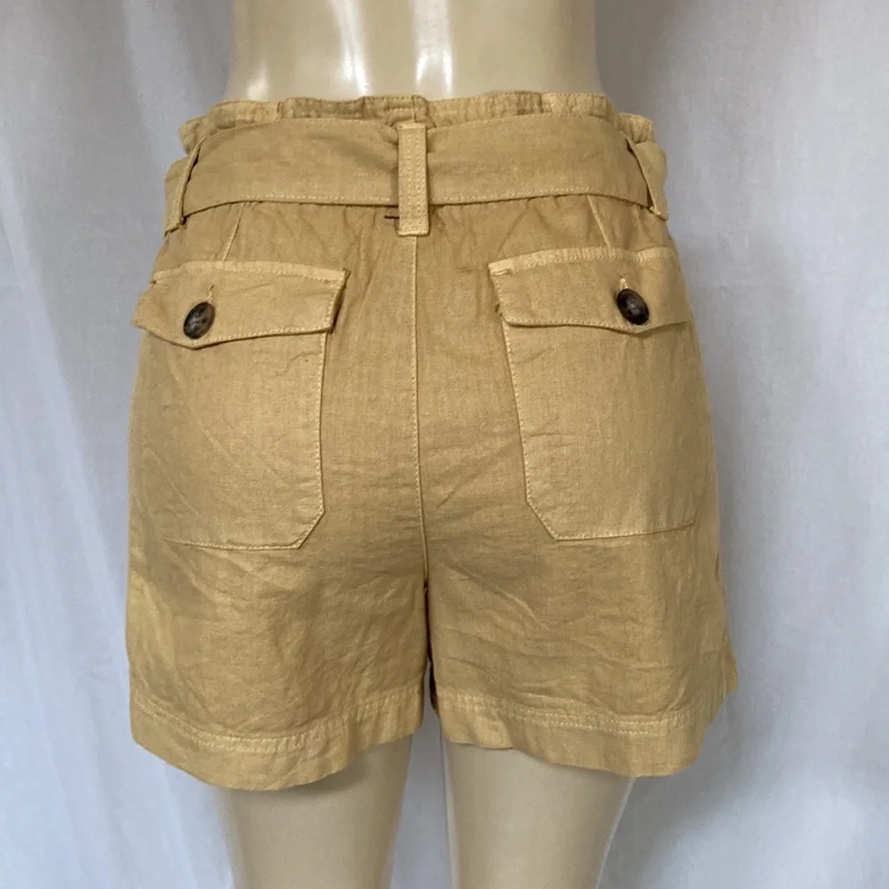 Wit & Wisdom High Waist Tan Linen-Blend Shorts